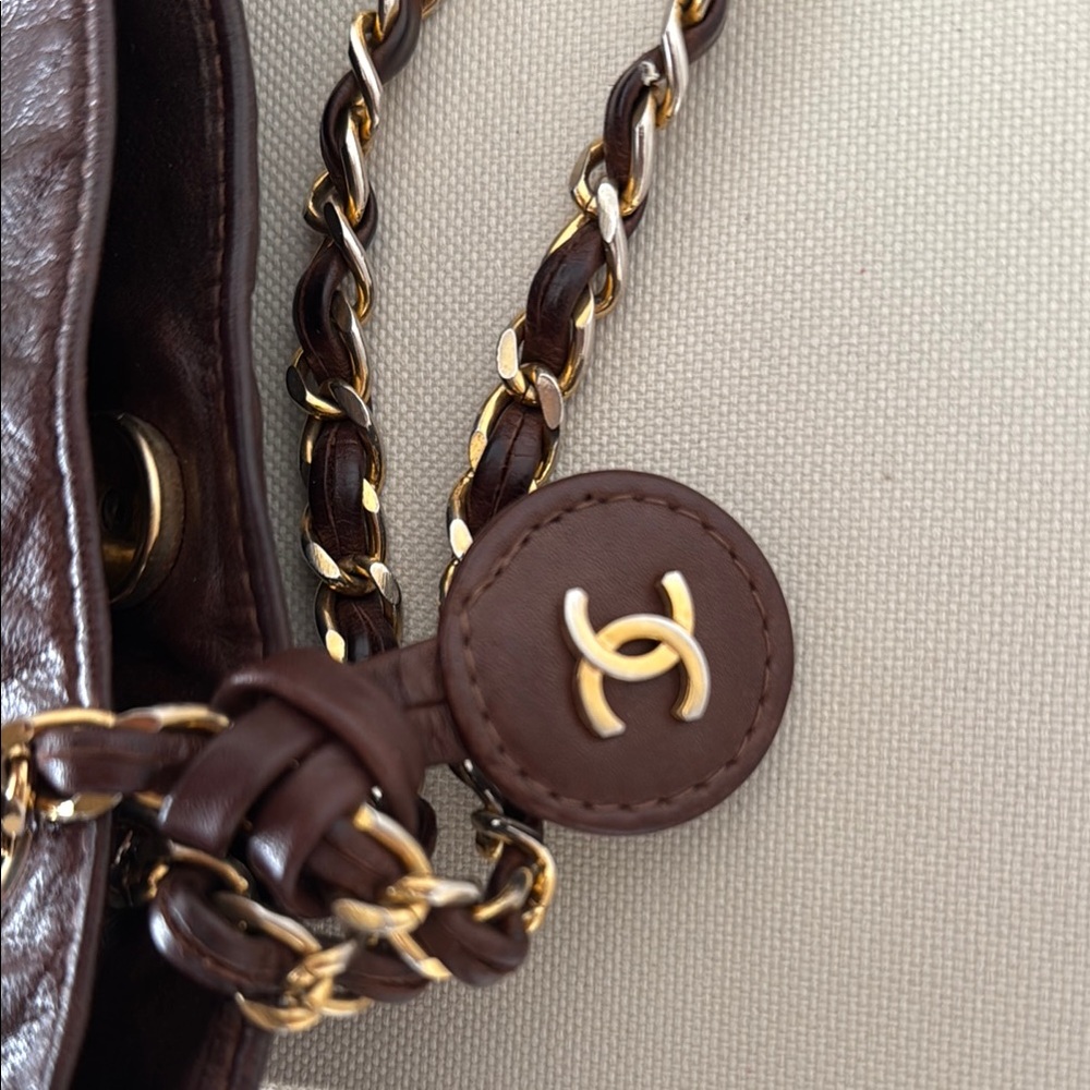 CHANEL Quilted Calf Skin Brown Medium Shopper Tote, Vintage. - Picture 13 of 14